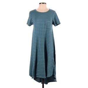 LuLaRoe | XXS Carly Striped High-Low Dress | Blue and Green